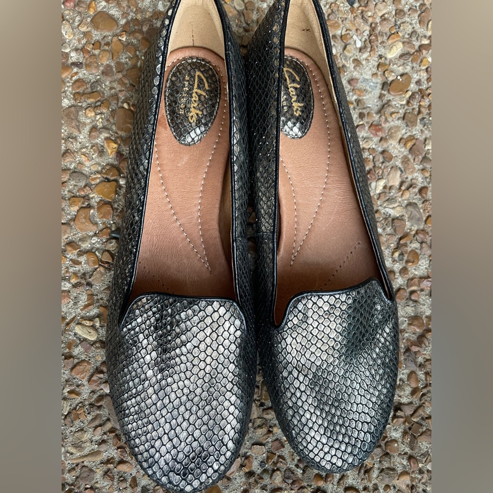 Clarks Women's Metallic Snake Print Loafers